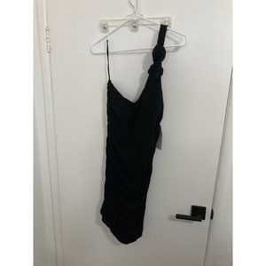 Beverly Hills Party Line Women's Single Shoulder Ruched Formal Dress, Black, 2XL